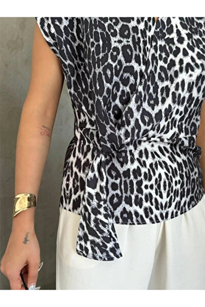 DEAG Leopard Print Detailled Blouse Gray