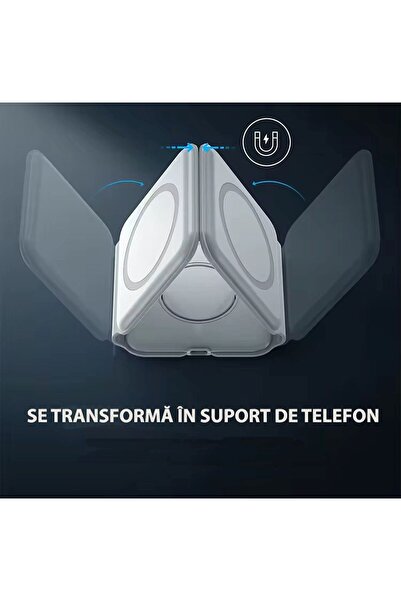 AUXITO Încărcător wireless pliabil, încărcător rapid 3 în 1 pentru telefon, căști, ceas inteligent, Magsafe, USB-C, Po
