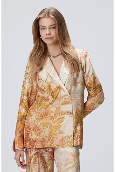 Network Sarı Desen Limited İpek Karışımlı Desenli Ceket