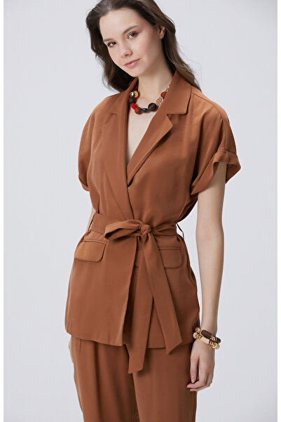 Network Kahverengi Diyagonal Desenli Ceket