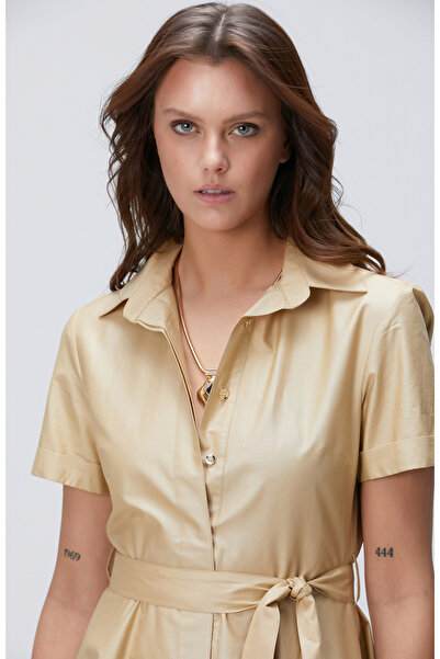 Network Bej Midi Elbise