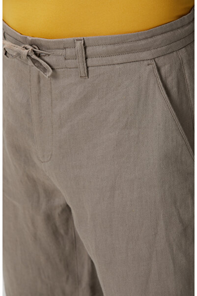 Network Bej Keten Pantolon