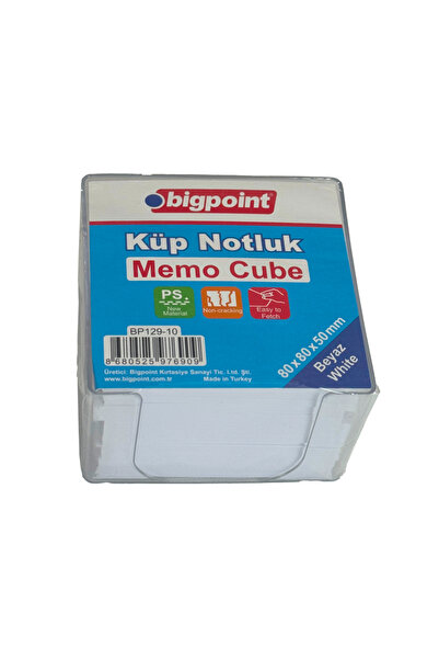 Bigpoint Akrilik Küp Notluk Beyaz 8x8cm
