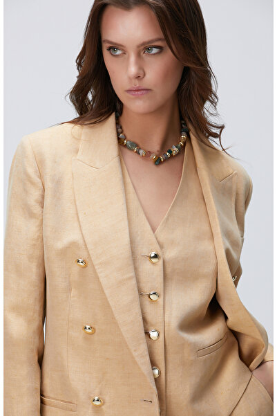Network Limited Açık Bej Keten Karışımlı Ceket