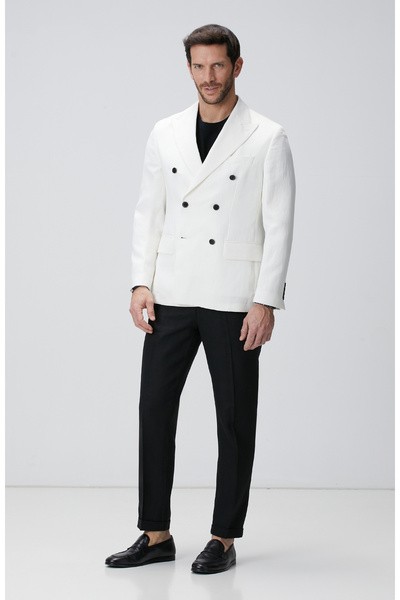 Network Kırık Beyaz Keten Karışımlı Ceket