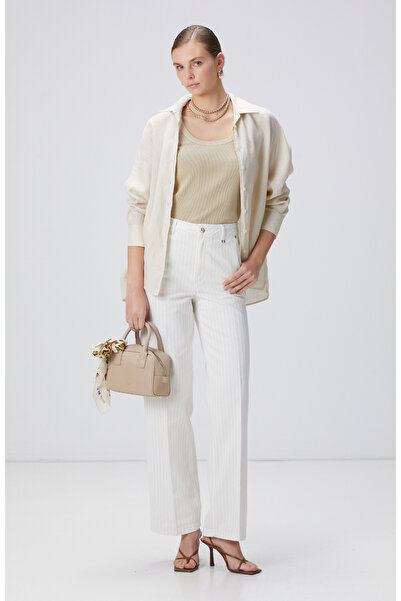 Network Kırık Beyaz Çizgili Denim Pantolon