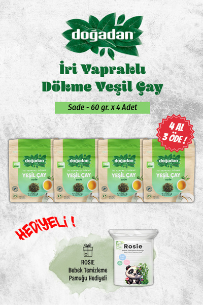 Doğadan Dökme Yeşil Çay Sade 60 gr 4 Al 3 Öde Ve Rosie Pamuk