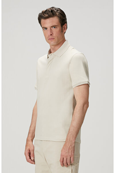 Network Bej Polo Yaka Gizli Patlı Desenli T-shirt