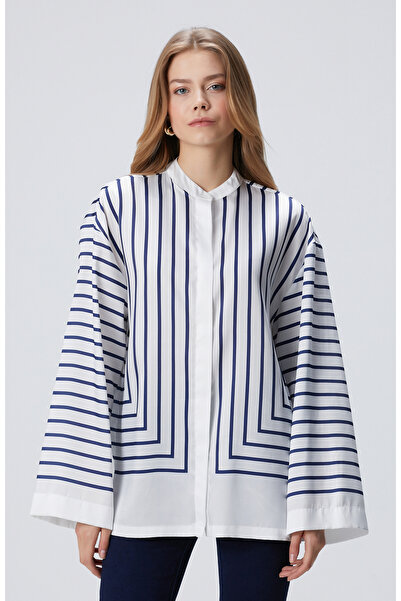 Network Lacivert Kırık Beyaz Gömlek