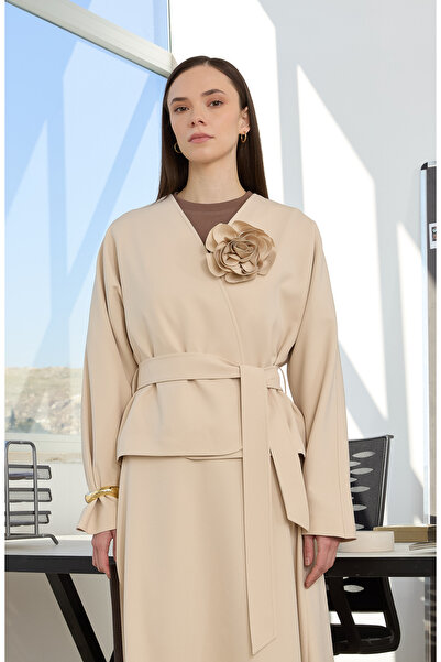 Fatma Atasoy Floral Taş Kimono Ceket
