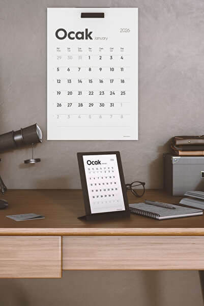 Munu Note Munucal S - 2026 Metal Masa Takvimi 12 Yaprak 300 Gr. 1. Hamur Minimalist Tasarım