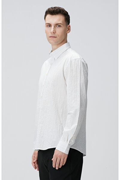 Network Kırık Beyaz Çizgili Gömlek