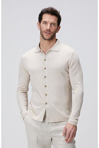 Network Limited Bej İpek Karışımlı Triko Gömlek