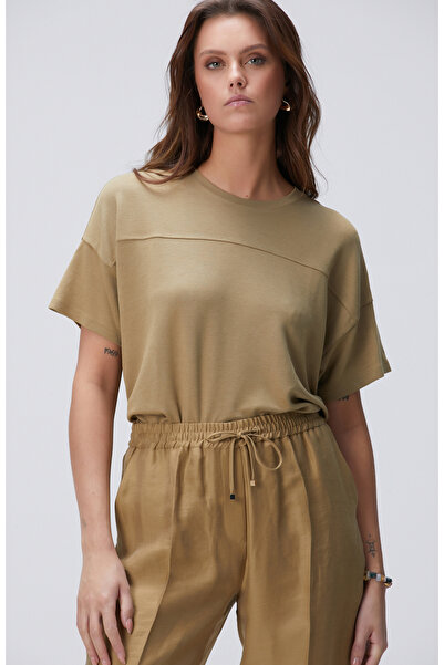 Network Limited Haki Kaşmir Karışımlı T-shirt