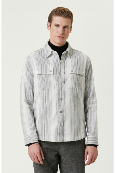 Network Beyaz Gri Gömlek