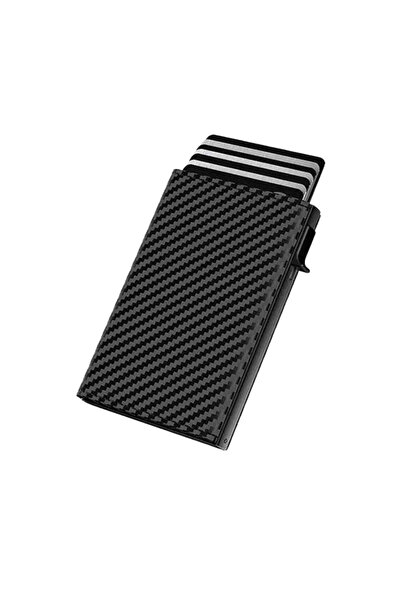 Rotixfy Portofel din fibră de carbon cu protecție RFID, negru, design minimal...