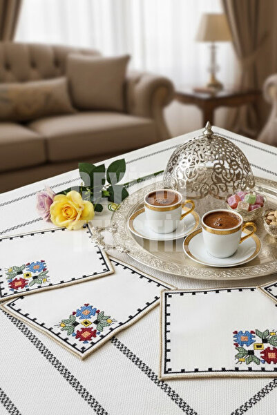 Çt Çeyizci Tekstil Sunumluk Peçete, Kokteyl Peçetesi, Kahve Yanı Sunumluk, Bardak Altlığı 6 Adet Sunum Peçetesi