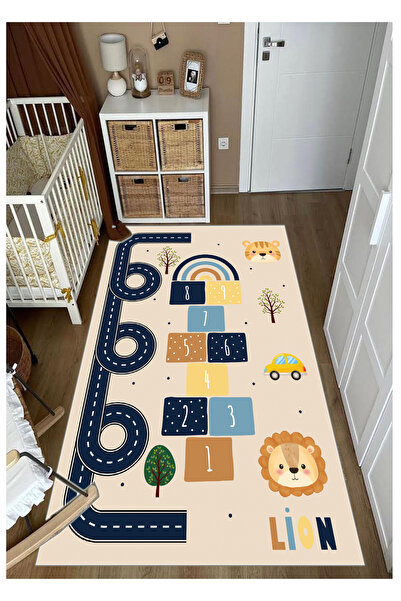 STY Home Seksek Halısı Çocuk Oyun Halısı Kaymaz Makinede Yıkanabilir Dijital ...