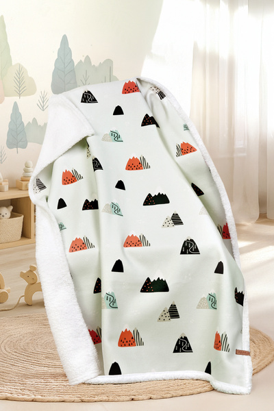 HAMUR Fluffy Baby Blanket 80X100 cm Poyraz Swaddle Stroller Double-Sided Sheep Hair Blanket 100X80