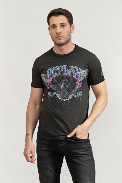 Replay Erkek Siyah Baskılı T-shirt