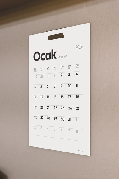 Munu Note Munucal Xl - 2026 Duvar Takvimi 33x48 Cm 6 Yaprak 300 Gr. 1. Hamur ...