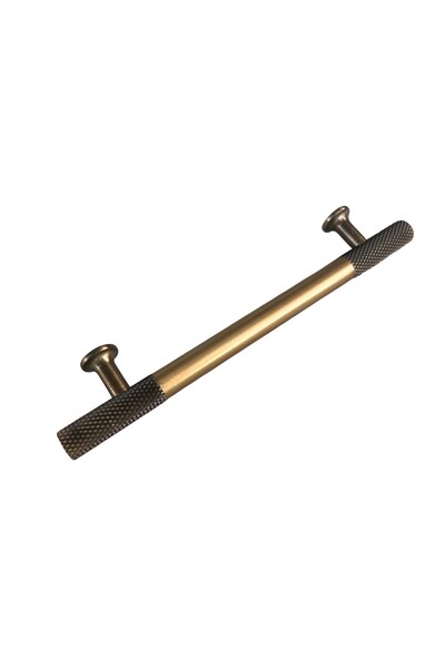 IRK METAL VE HIRDAVAT T Bar (Serrated) Diamond Sliced Antique Yellow Handle Furniture Kitchen Drawer Door Handle