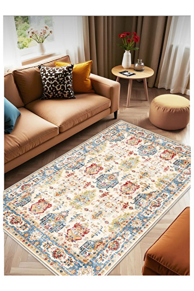 STY Home Retro Vintage Dijital Baskı Halı Kaymaz Tabanlı Yıkanabilir Halı Yol...