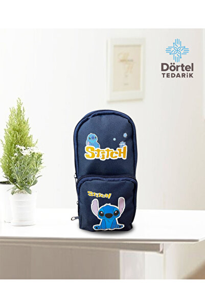 Dörtel Tedarik Geantă pentru creion Stitch cu imprimeu Albastru închis Cutie pentru creion cu mai multe compartimente