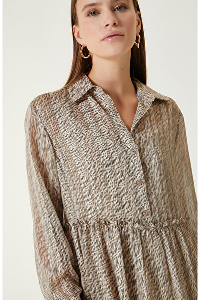 Network Bej Midi Elbise