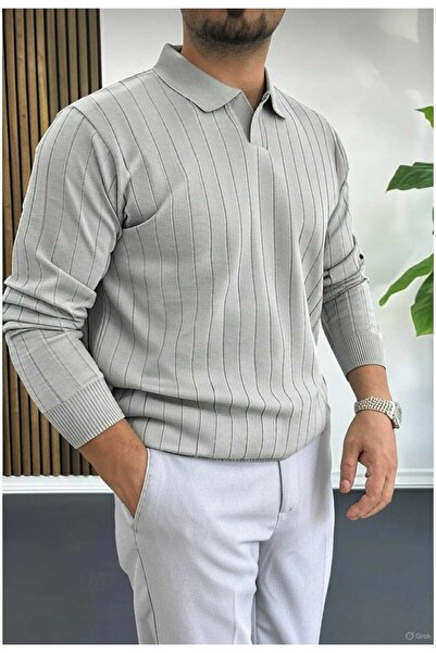 LİBASSİNİ Men's Open Collar Sports Fit Sweater