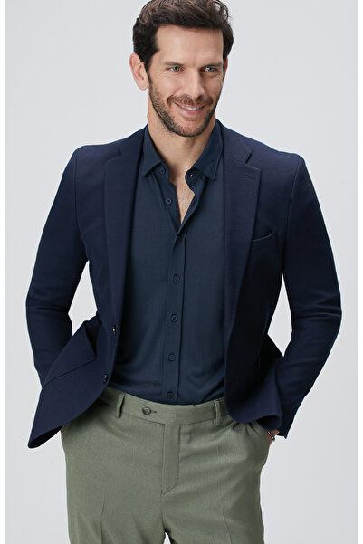 Network Lacivert Armürlü Ceket