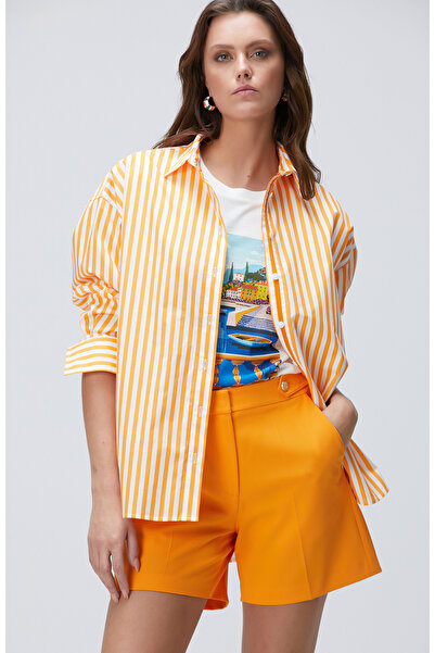 Network Turuncu Çizgili Gömlek