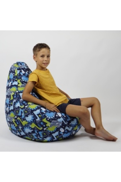 Pufrelax Fotoliu puf pentru copii, Pufrelax, Nirvana Light, impermeabil, imprimeu cu Dinozauri, My Little Din