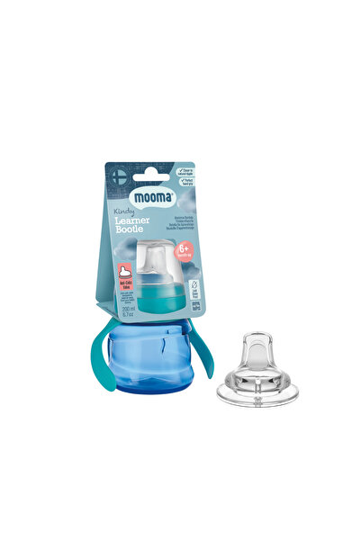 MOOMA Kindy Sippy-Stop Educational Water Drinking Cup 200 ml 6 Months - Aqua Blue