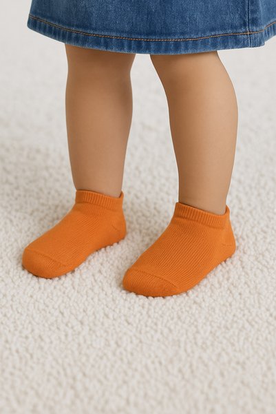 SOLDE SOCKS Set of 5 Unisex Cotton Non-Slip Sole Daily Short Socks – Cinnamon / Olive Green / Yellow / Cream / White