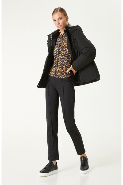 Network Camel Siyah N-Tech Leopar Detaylı SweaTshirt