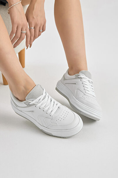 Tonny Black Women's White Gray Thermo Sole Lace-Up Sports Shoes