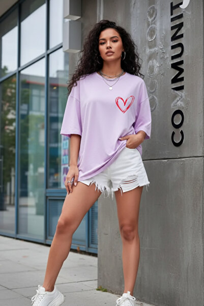 UNCİA OUTDOORS MALOÇBEY μπλουζάκι με λιλά στάμπα, oversized, unisex, βασικό μ...