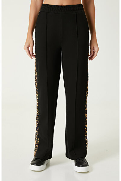 Network Siyah N-Tech Leopar Detaylı Eşofman Altı