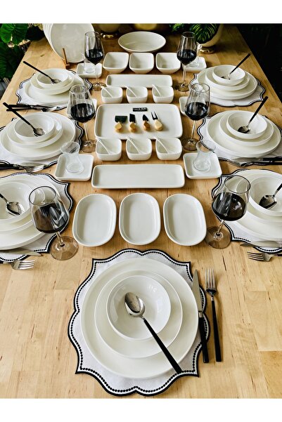 CASA DE BELLA 85 Parça 12 Kişilik Modern Sade Yemek Ve Kahvaltı Takımı