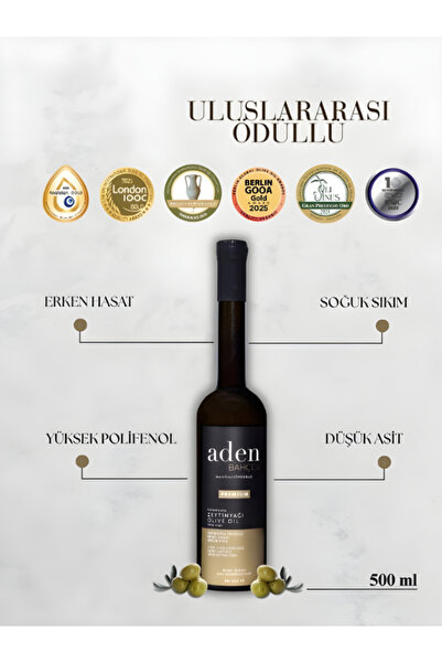 Aden Bahçesi 2024-2025 Premium Erken Hasat Soğuk Sıkım Natürel Sızma Zeytinya...