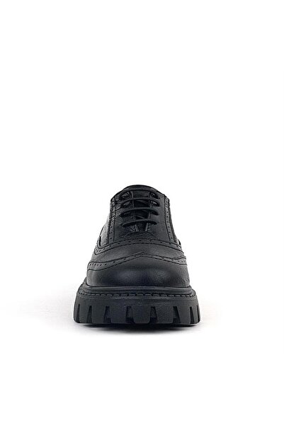 Rakerplus Black Wrinkled Patent Leather Genuine Leather Laced Oxford Casual Shoes