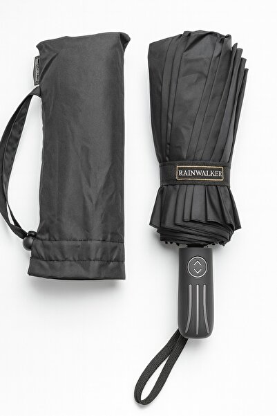 Toptancı Amca 16 Telli 3 Kat Fiberglass telli Şemsiye Tam Otomatik Şemsiye Katlanır Uv Korumalı Siyah