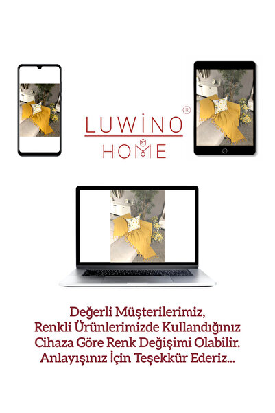 LUWİNO HOME Kazayağı Desen Kolları Kapatan Saçaklı Koltuk Örtüsü Bej 170*300 Cm