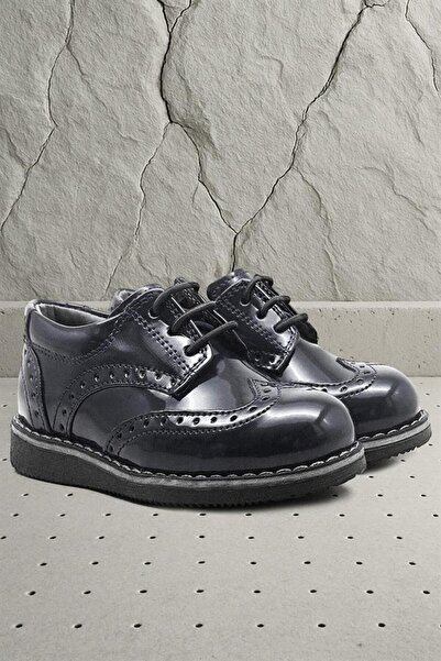 Rakerplus Hidra Black Patent Leather Rubber Laced Boys' Classic Shoes