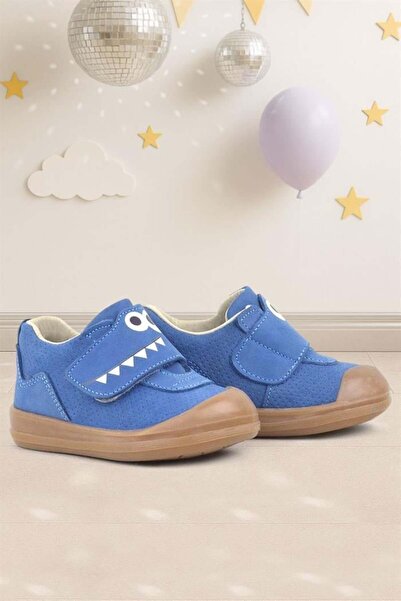 Rakerplus Dino Genuine Leather Navy Blue High Top Baby Shoes