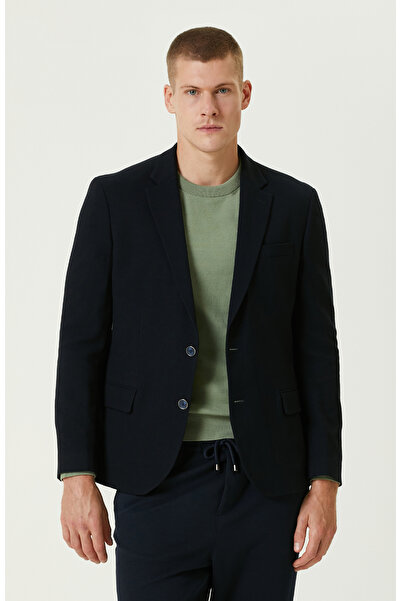 Network Lacivert Yün Karışımlı Jakarlı Blazer Ceket
