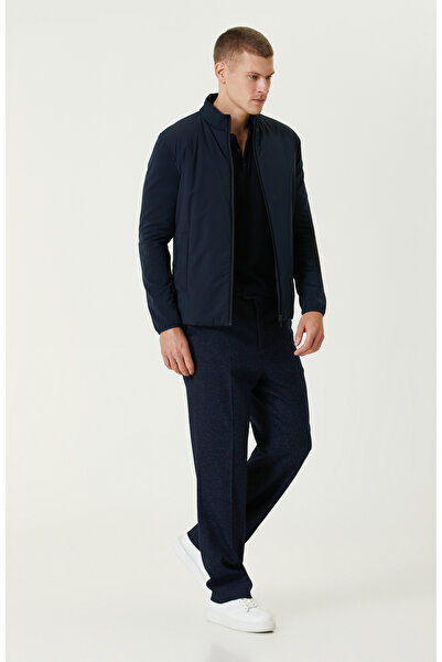 Network Lacivert Keten Karışımlı Jakarlı Pantolon