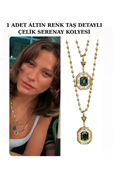 Vitastyle Gold Color Stone Detailled Steel Serenay Necklace