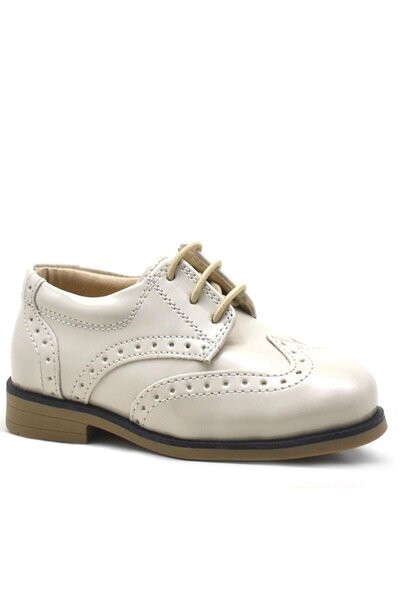 Rakerplus Bež lakirane kožne klasične cipele za dečake sa vezicama